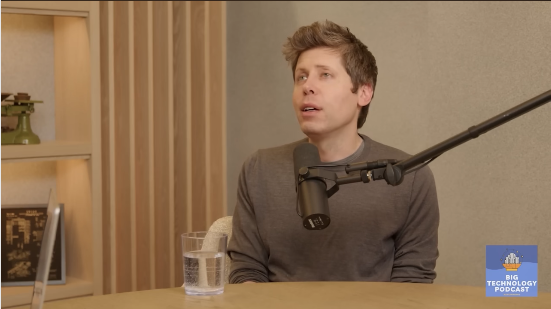 Sam Altman speaking on the Big Technology Podcast